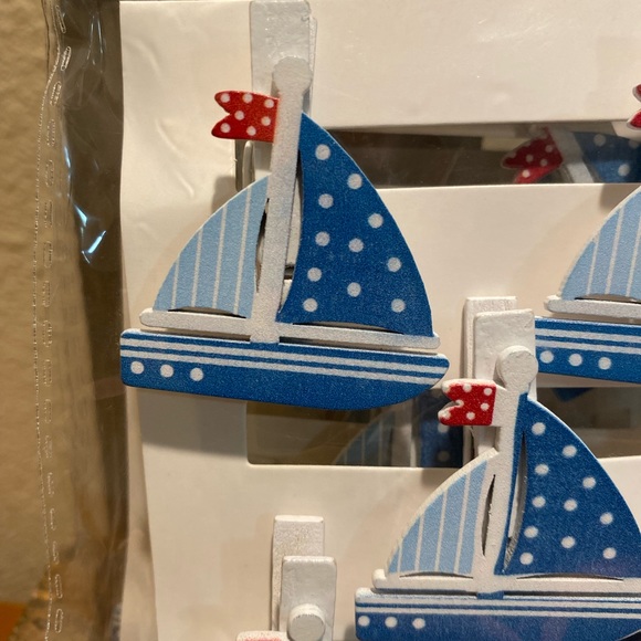 Sailboat Clips & Starfish Clips, Nautical Decorative Wood Clips, Nautical Clips - Picture 8 of 16